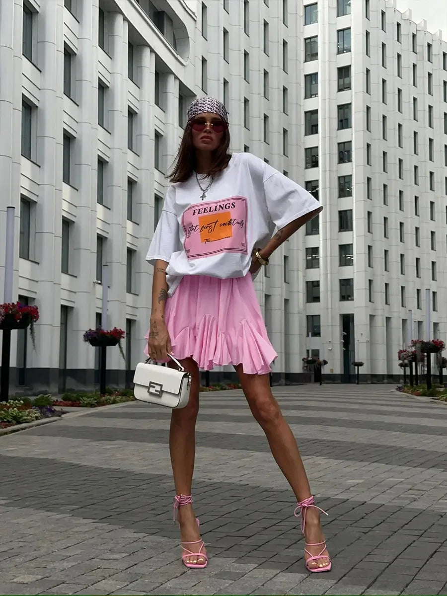 White Mini Skirt High Waist